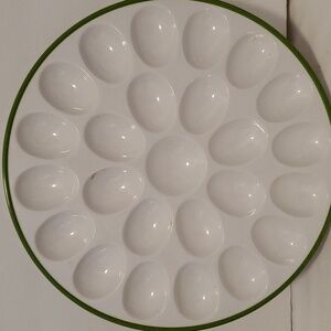 White Green Rim Acrylic Egg Dish
